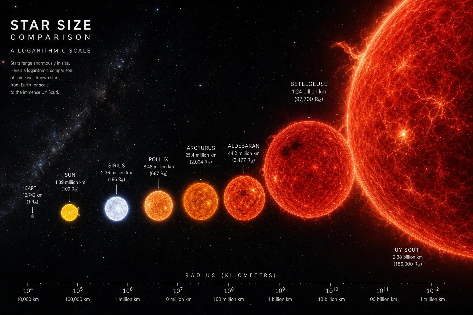 AI 資訊圖文 — 恆星大小比較