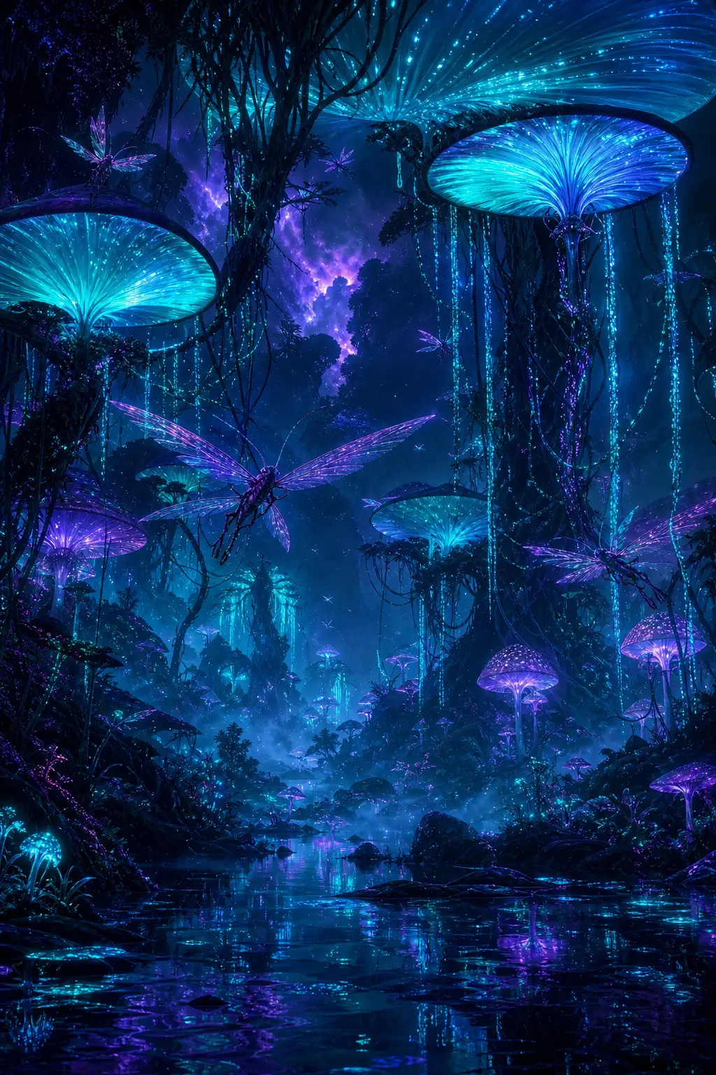 AI 概念藝術 — 異星螢光叢林