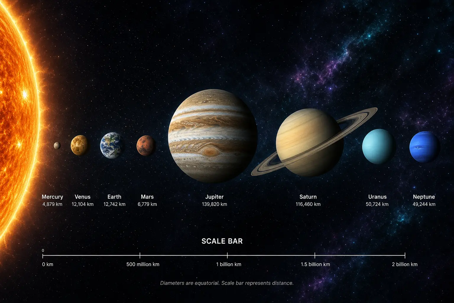 AI 資訊圖文 — 太陽系行星比較