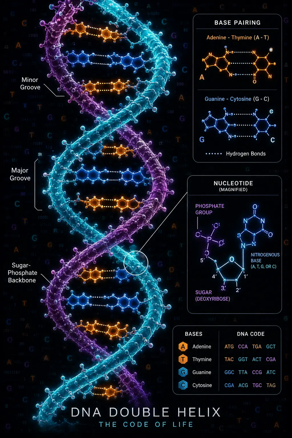 AI 資訊圖文 — DNA 雙螺旋結構