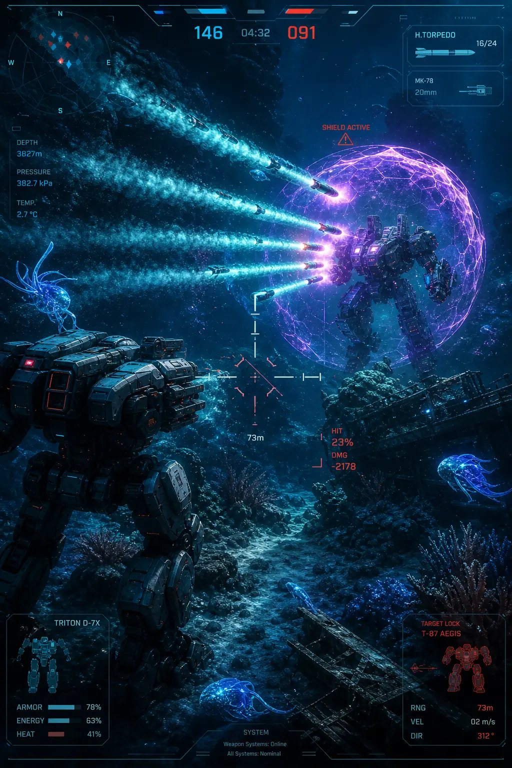 AI 遊戲視覺 — 深海機甲戰