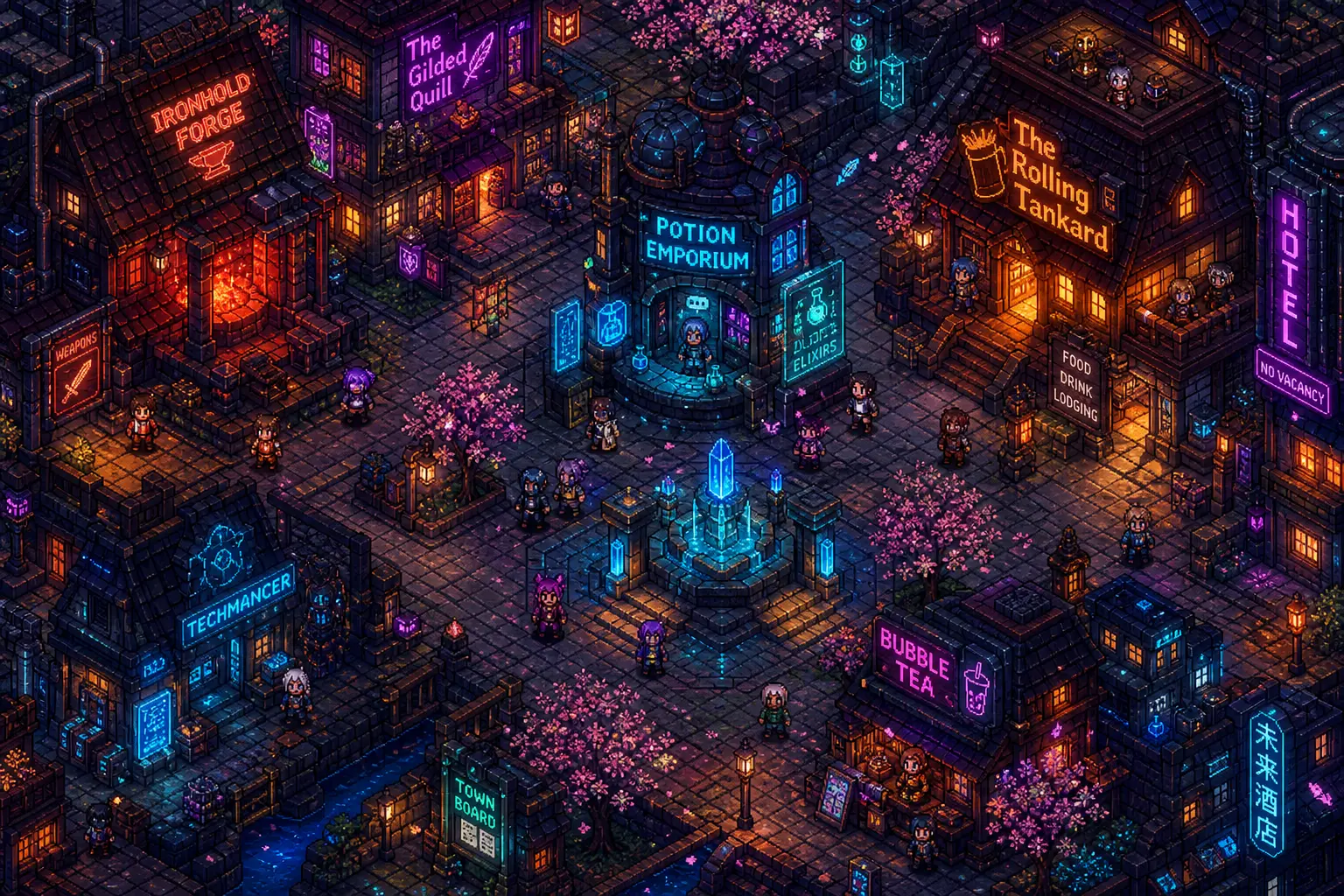 AI 遊戲視覺 — 像素城鎮